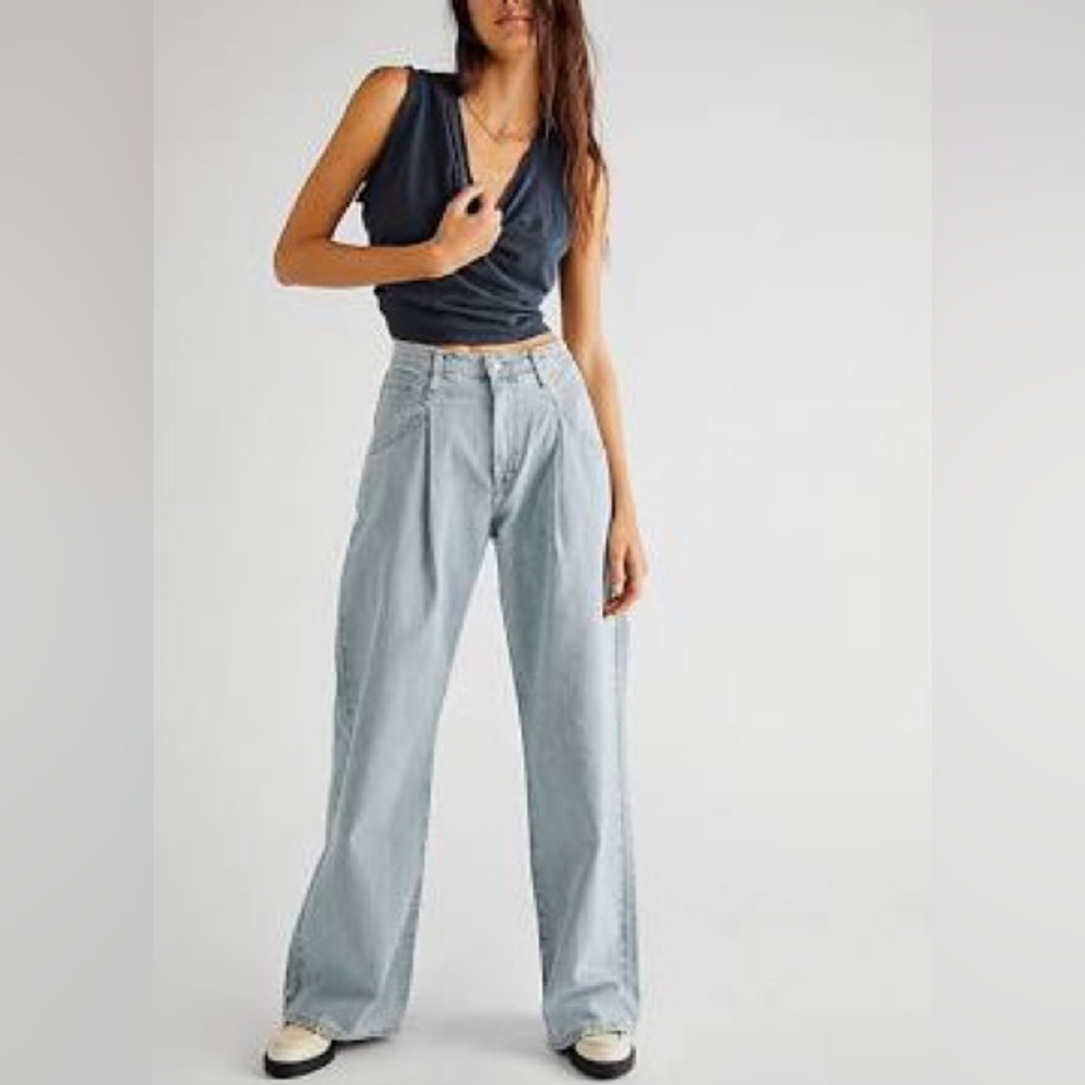 Free People We The Free Luca Super Slouch Wide Leg Trouser Jeans - Picture 4 of 9